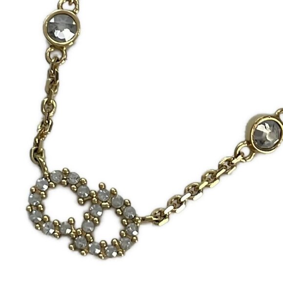 Auth DIOR/ChristianDior Clair D Lune - Gold Clear Hardware Rhinestones Necklace - Picture 1 of 4